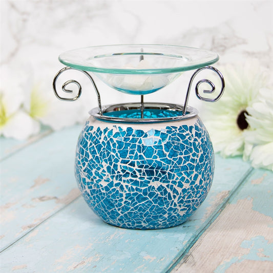 Round Mosaic Teal Wax Burner